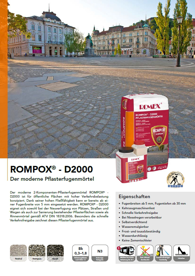 Rompox D2000 the modern pavement jointing mortar
